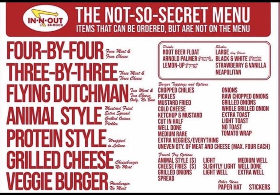 Menu photo 5 In-N-Out Burger Bakersfield, CA Menu photo 5 In-N-Out Burger Bakersfield, CA