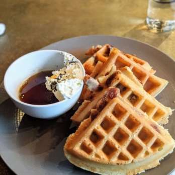 Shaker + Spear - "You Never Sausage a Waffle", All the Butter, All the Syrup - Seafood Near Me - Seattle, Washington Shaker + Spear - "You Never Sausage a Waffle", All the Butter, All the Syrup - Seafood Near Me - Seattle, Washington