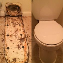 Joe Hillman Plumbers - Before and after toilet install.
