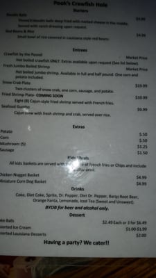 Menu photo 8 Pook's Crawfish Hole Santa Fe, TX