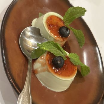 Banana Leaf Restaurant - Pandan Leaf Pana Cotta ($11) - Singaporean Near Me - Milpitas, California Banana Leaf Restaurant - Pandan Leaf Pana Cotta ($11) - Singaporean Near Me - Milpitas, California