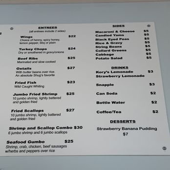 Shug's - Menu as of 3/10/26 - Soul Food Near Me - Atlantic City, New Jersey Shug's - Menu as of 3/10/26 - Soul Food Near Me - Atlantic City, New Jersey