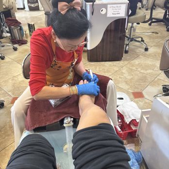 Five Star Nails & Spa - Tina working her magic on my toes! - Nail Salons Near Me - Sacramento, California