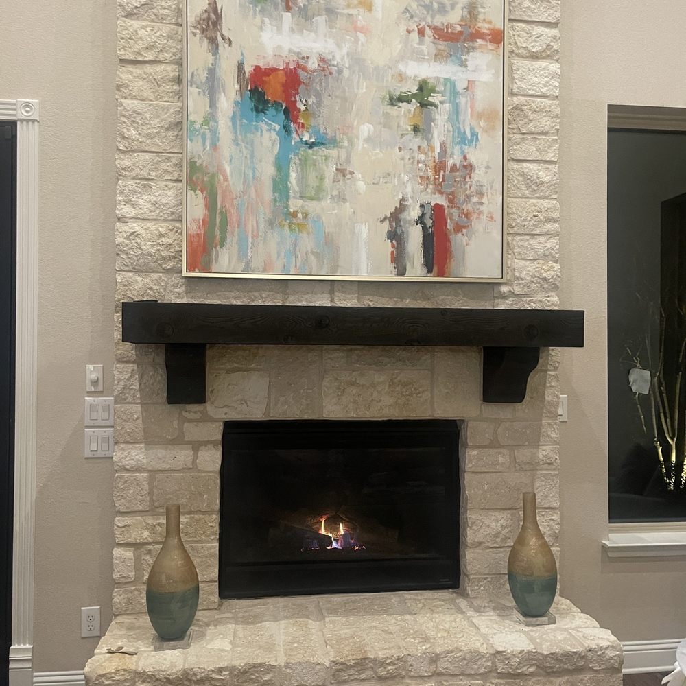 Artwork on stone fireplace.. drill holes so small that you can't see them! Artwork on stone fireplace.. drill holes so small that you can't see them!