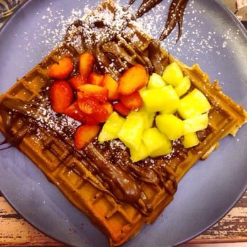 La Milkeria - My waffle with Nutella and fresh fruit.  Definitely hit the spot. - Cafeteria Near Me - Florence, FI