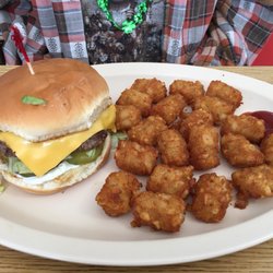 J & S Junes Cafe - Cheeseburger with tots; small but good!