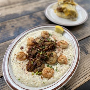 Pine State Biscuits - Close up of the shrimp and grits - Breakfast & Brunch Near Me - Portland, Oregon Pine State Biscuits - Close up of the shrimp and grits - Breakfast & Brunch Near Me - Portland, Oregon