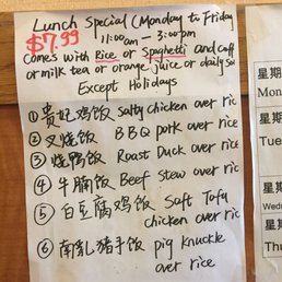 Their lunch menu special Their lunch menu special