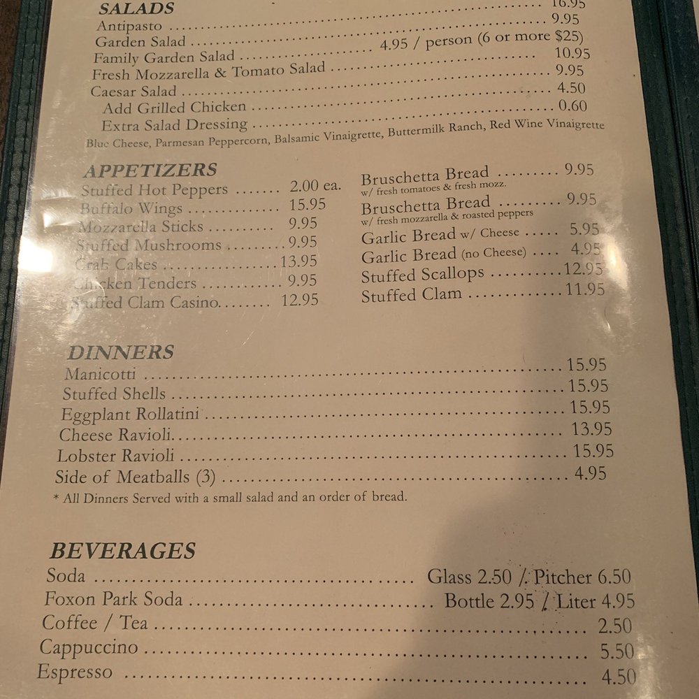 Anthony's - Menu left side - Pizza Near Me - Oakville, Connecticut