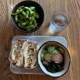 Shrimp & Japanese Tartar Katsu Sando Cucumber Wakame Seaweed Salad Garlic Black Pepper Edamame