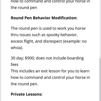 Kyle Canyon Ranch - Private lessons on their horse reflecting $75/hr. This wasn't honored and I was told their price is $125/hr on their horse. - Horse Boarding Near Me - Las Vegas, Nevada Kyle Canyon Ranch - Private lessons on their horse reflecting $75/hr. This wasn't honored and I was told their price is $125/hr on their horse. - Horse Boarding Near Me - Las Vegas, Nevada