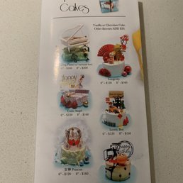 Brochure of cake offerings. Brochure of cake offerings.