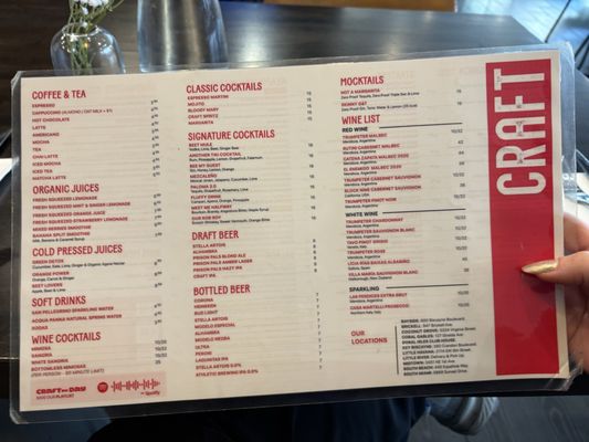 Menu photo 2 CRAFT Coral Gables Coral Gables, FL Menu photo 2 CRAFT Coral Gables Coral Gables, FL