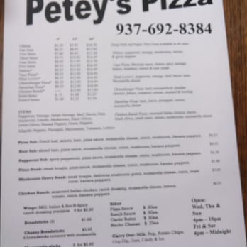 Petey's Pizza & Carry Out - The menu - Pizza Near Me - Arcanum, Ohio Petey's Pizza & Carry Out - The menu - Pizza Near Me - Arcanum, Ohio