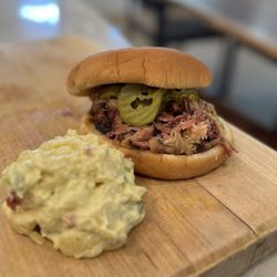 Wingman Brothers Smoke House - Pulled Pork Sandwich with Potato Salad
