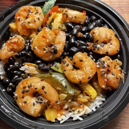 Jasmine rice grilled peppers with Thai sauce