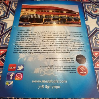 Masal Cafe - Menu Back Cover - Turkish Near Me - Brooklyn, New York Masal Cafe - Menu Back Cover - Turkish Near Me - Brooklyn, New York