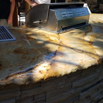 Stone Kingdom - Outdoor BBQ concrete top with natural rock edge - Countertop Installation Near Me - Redding, California Stone Kingdom - Outdoor BBQ concrete top with natural rock edge - Countertop Installation Near Me - Redding, California