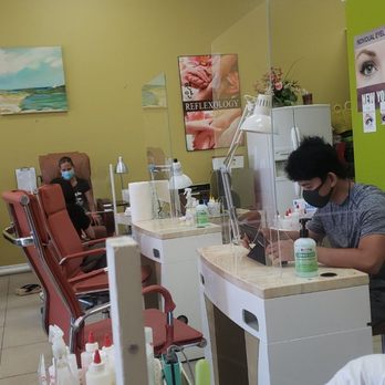 Bee Polished Nails & Spa - Nail stations all with glass protectors - Waxing Near Me - Upland, California Bee Polished Nails & Spa - Nail stations all with glass protectors - Waxing Near Me - Upland, California