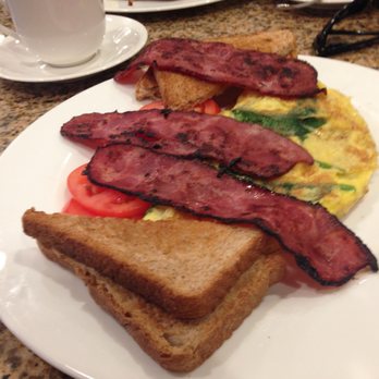 Flying Pig Cafe - Spinach and Swiss Omelet with turkey bacon- couldn't eat the real stuff with the pigs staring at me :-) - Breakfast & Brunch Near Me - Miller Place, New York Flying Pig Cafe - Spinach and Swiss Omelet with turkey bacon- couldn't eat the real stuff with the pigs staring at me :-) - Breakfast & Brunch Near Me - Miller Place, New York