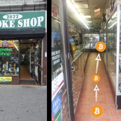 Smoke Shop - Storefront to Jersey City Smoke Shop and pathway to Bitcoin ATM.