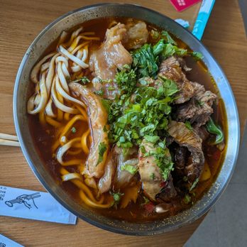 Lunch on the Plate - Beef noodle soup with added tendon and beef - Taiwanese Near Me - Bellevue, Washington Lunch on the Plate - Beef noodle soup with added tendon and beef - Taiwanese Near Me - Bellevue, Washington
