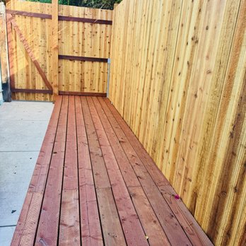Blue Coast Fence - 8' dog-ear fence, 6x6 posts, pressure-treated deck, and custom single gate. - Fences & Gates Near Me Blue Coast Fence - 8' dog-ear fence, 6x6 posts, pressure-treated deck, and custom single gate. - Fences & Gates Near Me