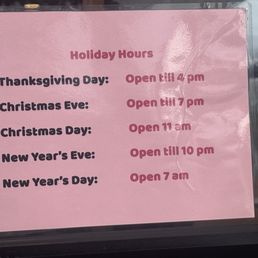 Holiday Hours Holiday Hours
