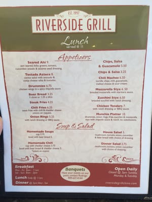 Menu photo 6 Riverside Grill & Bar Chino, CA
