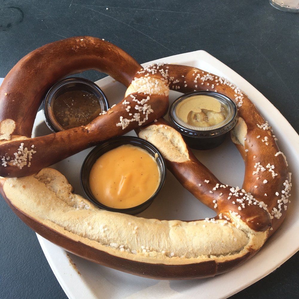 Plattduetsche Park - Delicious pretzel with mustards and beer cheese - German Near Me - Franklin Square, New York Plattduetsche Park - Delicious pretzel with mustards and beer cheese - German Near Me - Franklin Square, New York