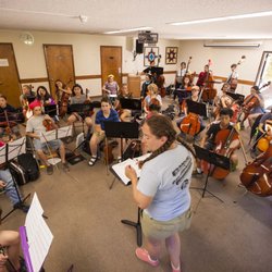 Lazy F Camp & Retreat Center - Orchestra rehearsal with one of our Music Instructors for Summer String Academy.