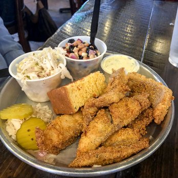 Edley's Bar-B-Que - Catfish Plate with cole slaw and bean salad. - Barbeque Near Me - Chattanooga, Tennessee Edley's Bar-B-Que - Catfish Plate with cole slaw and bean salad. - Barbeque Near Me - Chattanooga, Tennessee