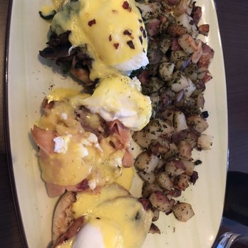 Zisters - eggs Benedict sampler platter -- florentine, smoked salmon, traditional - Breakfast & Brunch Near Me - Elm Grove, Wisconsin Zisters - eggs Benedict sampler platter -- florentine, smoked salmon, traditional - Breakfast & Brunch Near Me - Elm Grove, Wisconsin