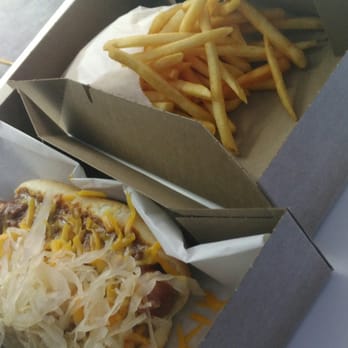 Carney's Restaurant - Carney dog added sauerkraut and a side of fries. Looked and smelled better than the taste. - Burgers Near Me - Los Angeles, California