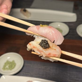 Sasabune Glendale - Sweet shrimp (amaebi) and sea perch (so good) - Sushi Bars Near Me - Glendale, California