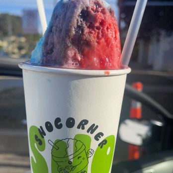 SnoCorner - Half blue raspberry half strawberry with soft serve & Condensed milk - Desserts Near Me - Long Beach, California SnoCorner - Half blue raspberry half strawberry with soft serve & Condensed milk - Desserts Near Me - Long Beach, California