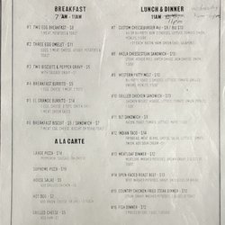 Apache Homelands - Menu as of June 2024, not as many items as there used to be.
