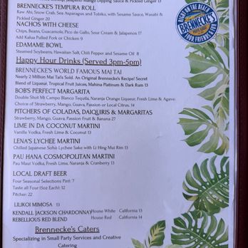Brennecke's Beach Broiler - Menu - Seafood Near Me - Koloa, Hawaii