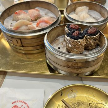 Wu’s Shanghai Dumpling - Black Sticky Rice Dumpling (3), Spicy Pork& Kimchi Dumplings (6), and Shrimp Dumpling (5) - Shanghainese Near Me - N Brunswick, New Jersey Wu’s Shanghai Dumpling - Black Sticky Rice Dumpling (3), Spicy Pork& Kimchi Dumplings (6), and Shrimp Dumpling (5) - Shanghainese Near Me - N Brunswick, New Jersey