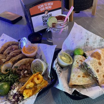 Tacos El Plebe - Shrimp birria taco single with sampler plus - Tacos Near Me - McAllen, Texas Tacos El Plebe - Shrimp birria taco single with sampler plus - Tacos Near Me - McAllen, Texas