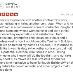 Taniguchi Builders - Another nice review from another awesome customer!