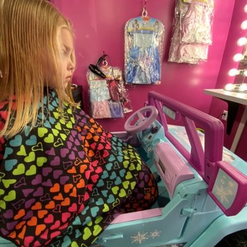 Sharkey’s Cuts For Kids - Barbie Jeep chair, Yay! - Kids Hair Salons Near Me - Katy, Texas Sharkey’s Cuts For Kids - Barbie Jeep chair, Yay! - Kids Hair Salons Near Me - Katy, Texas