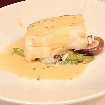 The Capital Grille - Pan-Seared Sea Bass with Shiitake Mushrooms, Asparagus and Miso Butter--WOW!! 10/10 - Steakhouses Near Me - Orlando, Florida