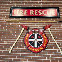Firehouse Subs - Waiting for our order under this sign.
