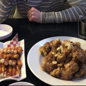 Ajuker Fried Chicken - Honey garlic boneless chicken, rice cake skewers - Korean Near Me - Burnaby, British Columbia