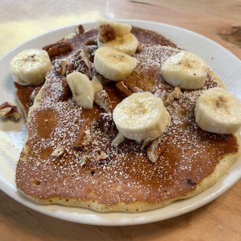 The Original Pancake House - Pancakes topped with bananas and pecans - New American Near Me - Pittsburgh, Pennsylvania The Original Pancake House - Pancakes topped with bananas and pecans - New American Near Me - Pittsburgh, Pennsylvania
