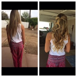 Heavenly Hair Care - Client had long hair but very fine, length was added as well as a lighter color at the ends. 22 inches and 18 inches.