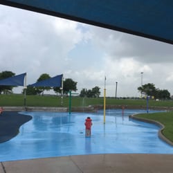 Westside Event Center - Splash pad. It extends in and to the right where the steps lead up to a hill.
