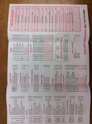 Menu photo 2 Golden Dragon Chinese Restaurant Irwin, PA
