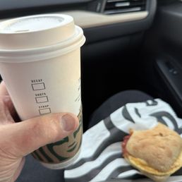 Bacon & Gouda Breakfast Sandwich and Caramel Macchiato Bacon & Gouda Breakfast Sandwich and Caramel Macchiato